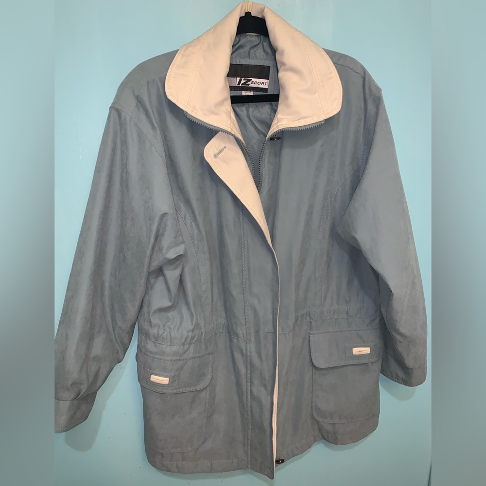 IZ Sport Large Outdoor Turquoise V-Neck 2-Pkt Elastic Waist Long Sleeve Jacket